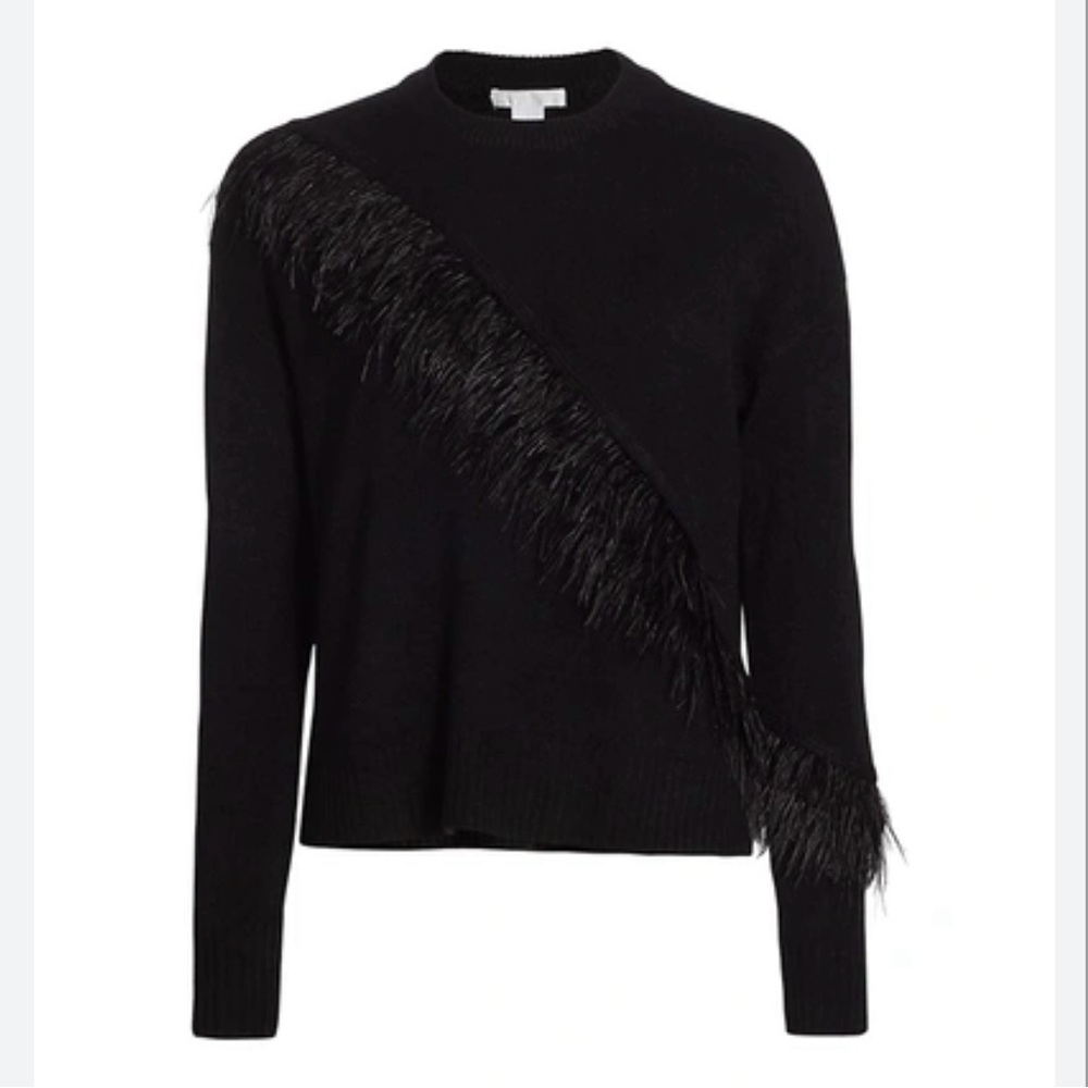 Design History black sweater w feathers NWOT
